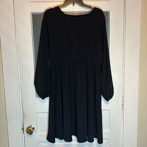 Women’s Black Longsleeve Dress with balloon style sleeves knee length 1XL